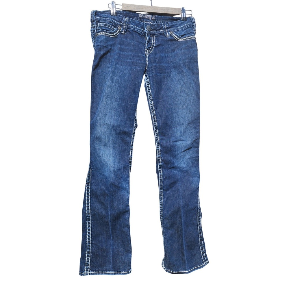 Silver Jeans Co Frances Bootcut Jeans W29 L33 Dark Wash Contrast Stitch Low Rise